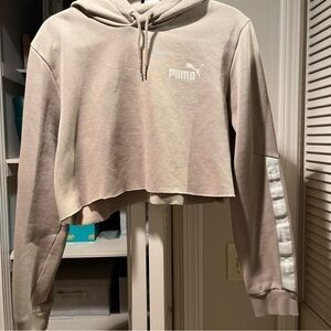 PUMA Women's Beige Cropped Hoodie